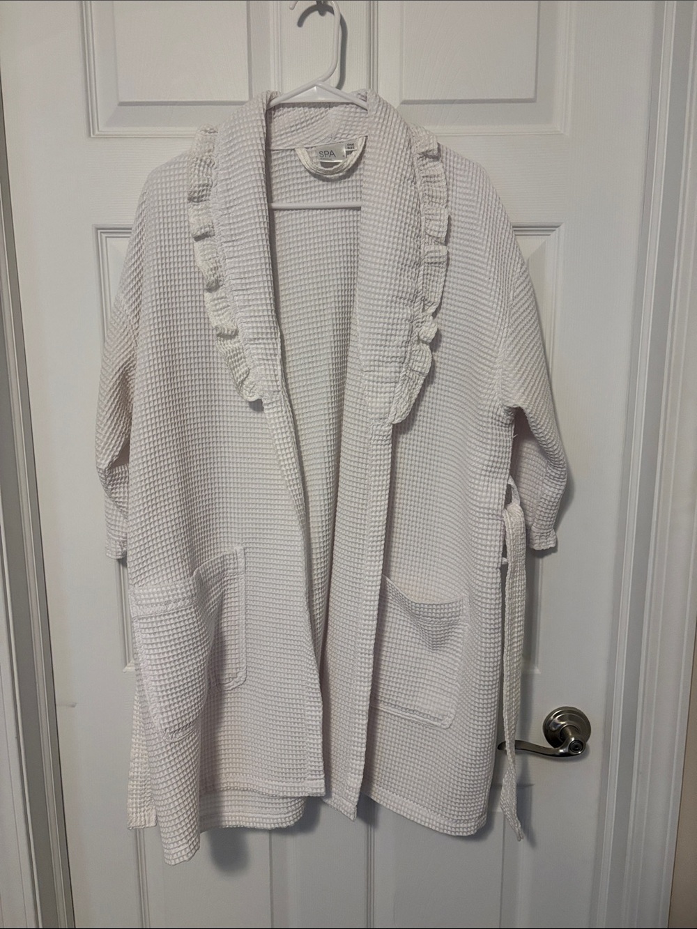 Spa Essentials Wrap Robe - White Waffle Knit
